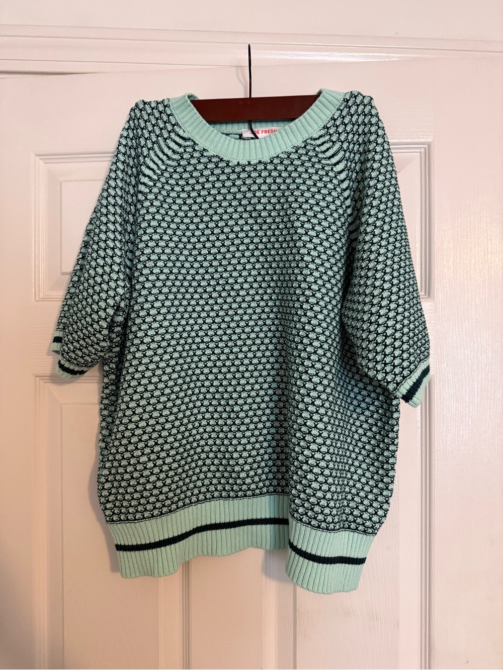NWT Mint Green Textured Short-Sleeve Sweater